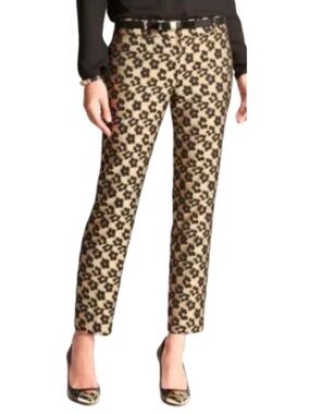 Ann Taylor Cheetah Print Floral Slim Ankle Pant